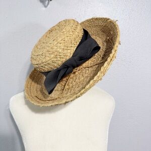 Helen Kaminski Tan and Black raffia Classic 5 Straw Hat